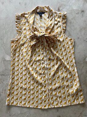 Tommy Hilfiger Women's Yellow and White Blouse